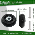 Luggage Wheels Replacement Set Of 2  80mm X 24mm  Black Rubber Swivel Caster    