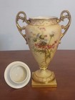 Antique Royal Worcester Large 2 Handled Aesthetic Vase Gilded 14  Floral Urn Lid