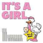 Its A Girl With Stork Yard Sign Baby Announcement  10pc Yard Card Decoration