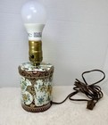 Vintage Floral Tin Table Lamp     Daher Container  Made In England 