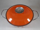 Vtg Cathrineholm Made In Norway Sauce Pan Orange Enamel Lotus Casserole Pot 8   