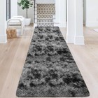 3x10ft Plush High Pile Black Tie-dyed Rug fluffy Soft Runner Bedside Rug for 
