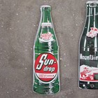 Vintage Die Cut Drink 7up Dew Sun Us Gasoline Oil Gas Pump Enamel Porcelain Sign