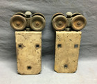 Antique Pair Metal Vtg Parlor Pocket Door Rollers Pulleys Sliders Old 962-25b