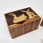 Vintage Wooden Stacking Decorative Storage Boxes Set Of Three Geometric Design