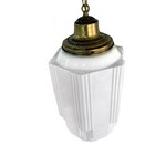Vintage Art Deco Skyscraper Ceiling Pendant Light Milk Glass 17  High Globe