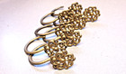 Antique Vintage Brass Metal Lot Of 12 Curtain Hooks Ornate Floral