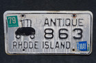 1979 - 1982 Rhode Island Antique Vehicle License Plate   863