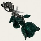 Coach Glitter Green  Resin Tea Rose Flower Large Bag Charm F58514 Keychain Nwt