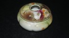 Vintage Porcelain Hair Receiver Hand Painted With Flowers Gold Rim By Snb
