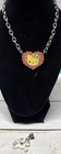 2011 Sanrio Hello Kitty Striped Winking Heart Chocker Necklace   Unicorn Charm