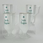 Vintage Set Of 4 Irish Coffee Footed Mugs Milk Glass Shamrock Gold Rim 5 5   