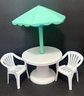 Vintage Little Tikes Big Dollhouse Patio Set Table - 2 Chairs - Bbq Barbie Size
