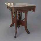 Antique Burgandy Marble Eastlake Table In Walnut With Daisy And Leaf Motifs 