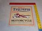 Vintage Triumph T110 Motorcycle Dealer Tiger 10  Porcelain Metal Gasoline     Sign