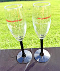 Set Of Custom Promotional Christmas 1993 Porsche Champagne Flutes W  Black Stems