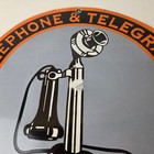 Vintage Lincoln Telephones Sign - Bell System Phone Booth Gas Porcelain Sign