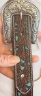 A1304027 Ariat Youth Western Belt With Turquoise Underlay 25 