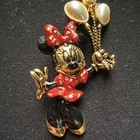 Walt Disney Napier Signed Minnie Mouse Balloon Gold Tone Enamel Brooch Pin