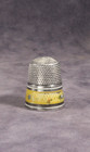 Antique Simons Bros Sterling Silver 1  Thimble W Enamel Guilloche Band Ca 1900