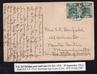 Palestine British Mandate 1920 Pair 2m On Haifa Postcard To Usa  Oeta Eef Israel