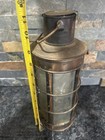 Antique Brass Carbide Miner Lantern Lamp W  Wire Cage Glass 11 