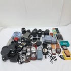 Lot Of Vintage Camera Equipment Lenses  Flashes  Cameras  Timers Camcorders Etc