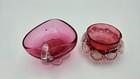 Antique Victorian Hand-blown Uranium cranberry Glass Dishes Pair Richardson 1890