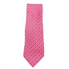  220 Ferragamo Rosso Gancini Link Print Classic Silk Tie Made In Italy