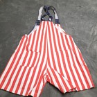 Usa Patriot Red White Blue Stars   Stripe Bib Overall Shorts American Flag