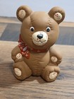 Vintage 1988 Teddy Bear Bank Earthenware Ceramic Coin Bank Original Box  23062