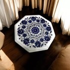 15  Octagon White Marble Center Coffee Table Lapis Floral Inlay Arts Home Decors
