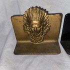 Vintage Cast Metal Bookends Native Chief W  Headdress Book Ends