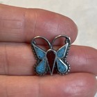 Vtg Native American Navajo Indian Silver   Turquoise Butterfly Pendant Charm 