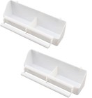 2 Of Bird Cage Double Plastic Seed Water Food Feeder Plastic White Cup Bowl