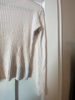 Women   s Size Medium High Neck White Ribbed Long Sleeve