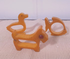 Vintage Bakelite Set Of 3 Red Napkin Rings Holders - Fish  Scottie Dog   Bird