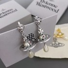 Authentic Vivienne Westwood Pearls Drop 3d Orb Silver Earrings With Box