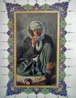 Islamic Indo Persian Central Asian  Miniature Painting Man Drinking Tea