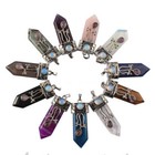 Rock Quartz Stone Sword Pendant Hexagon Bead Energy Reiki Healing Amulet