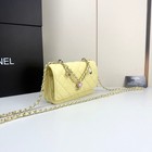 Yellow Diamond Quilt Bag Heart Padlock Charms Leather Woven Gold Chain Strap