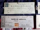 5 Diff  Vintage Checks  Ck Lot10  All W  Revenue Stamps  Several Vignettes 1866 