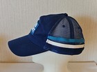 Budweiser 3 Stripe Mesh Trucker Hat Anheuser Busch Beer Advertising Patch Blue