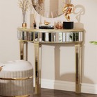 Heavy Duty Glossy Mirrored Makeup Vanity Table Semi-circle Narrow Console Table
