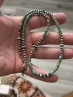 Sterling Silver Native American Sw 5mm Turquoise Navajo Pearl Necklace  925