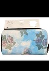 Disney Cinderella Medium Zip Wristlet Wallet Floral Roses Blue Pink Green