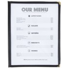 10 Pack 8 1 2  X 11  Black Vinyl Two Page Pocket Clear Menu Cover Restaurant 2