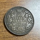 1912 Canada Sterling Silver George V 50 Cents Half Dollar F-vf Darker Toning