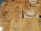Huge Lot Vintage Wood Stamps Large Rubber Stamp Lot 80 Stamps Jrl D o t s