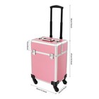 Pink Rolling Train Case Aluminum Trolley Professional Cosmetic Organizer Box New